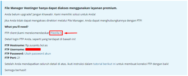 Bantuan FileZilla IDHostinger