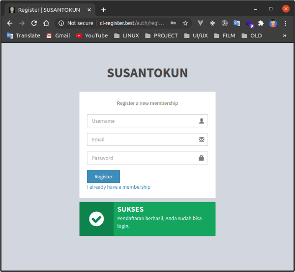 Tutorial Register di CodeIgniter Tutorial Register di CodeIgniter